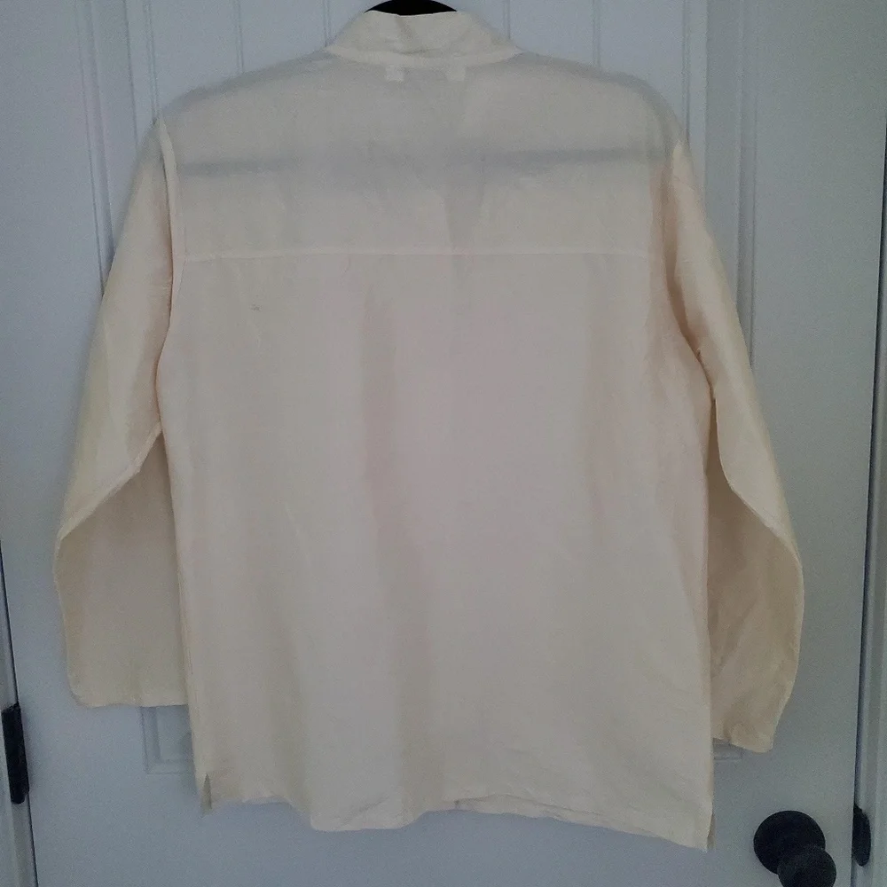 ALY WEAR 100% SILK WHITE KIMONO SLEEVE BUTTON DOWN BLOUSE - SIZE SM - Picture 2 of 5